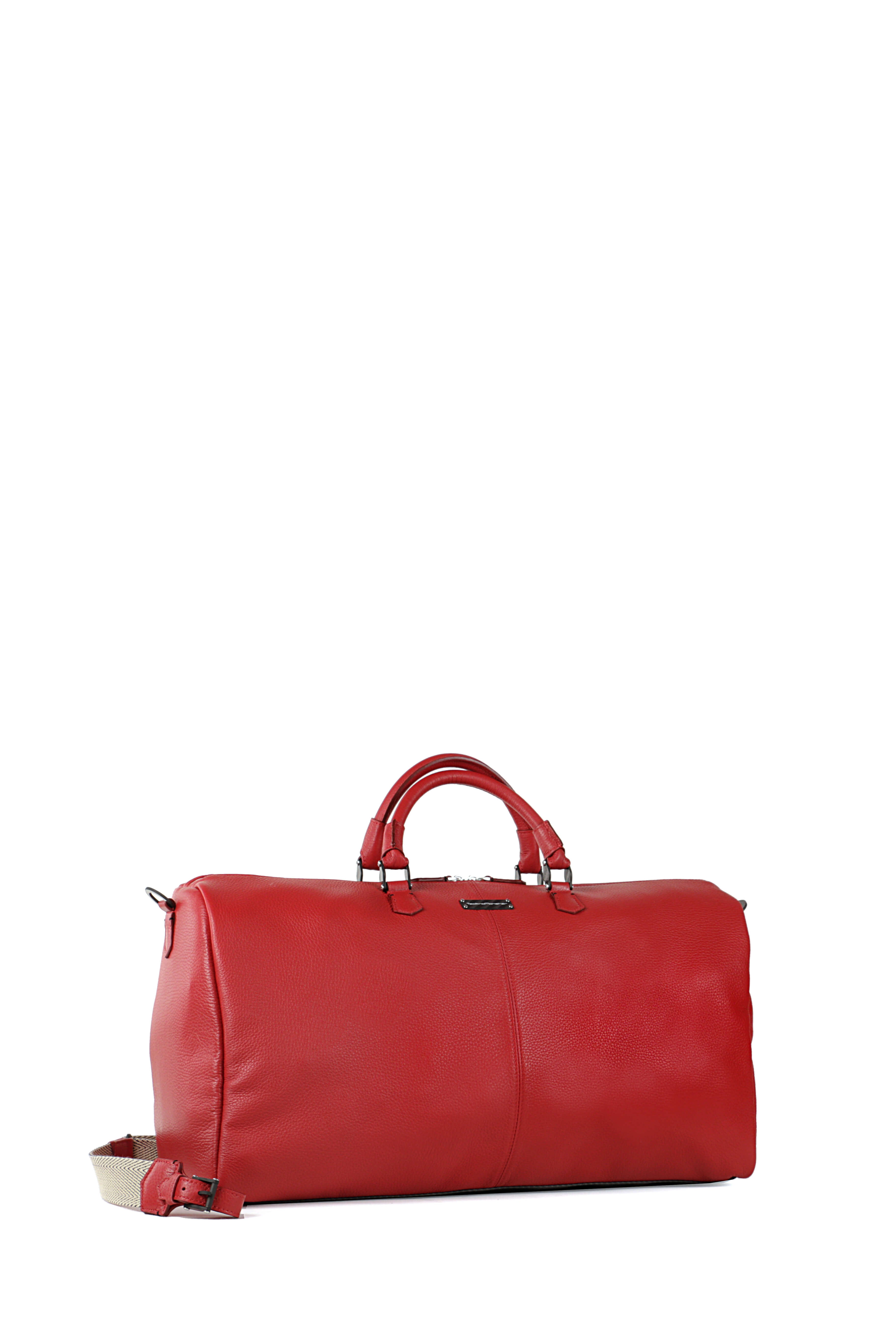 Bolina Deer Leather Weekend Bag, Red