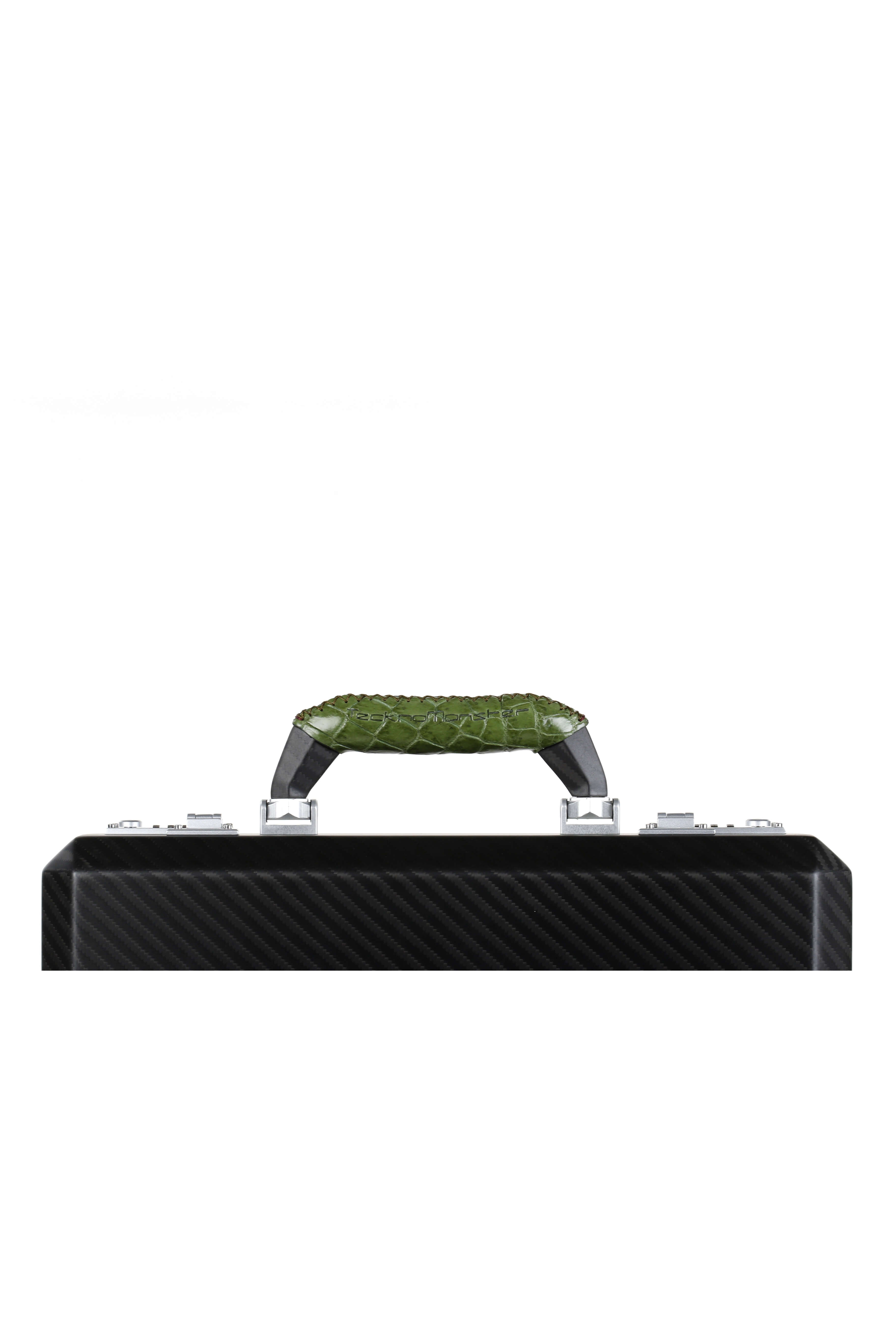 Cavok Mini Carbon Fiber Attache Case, Crocodile Green