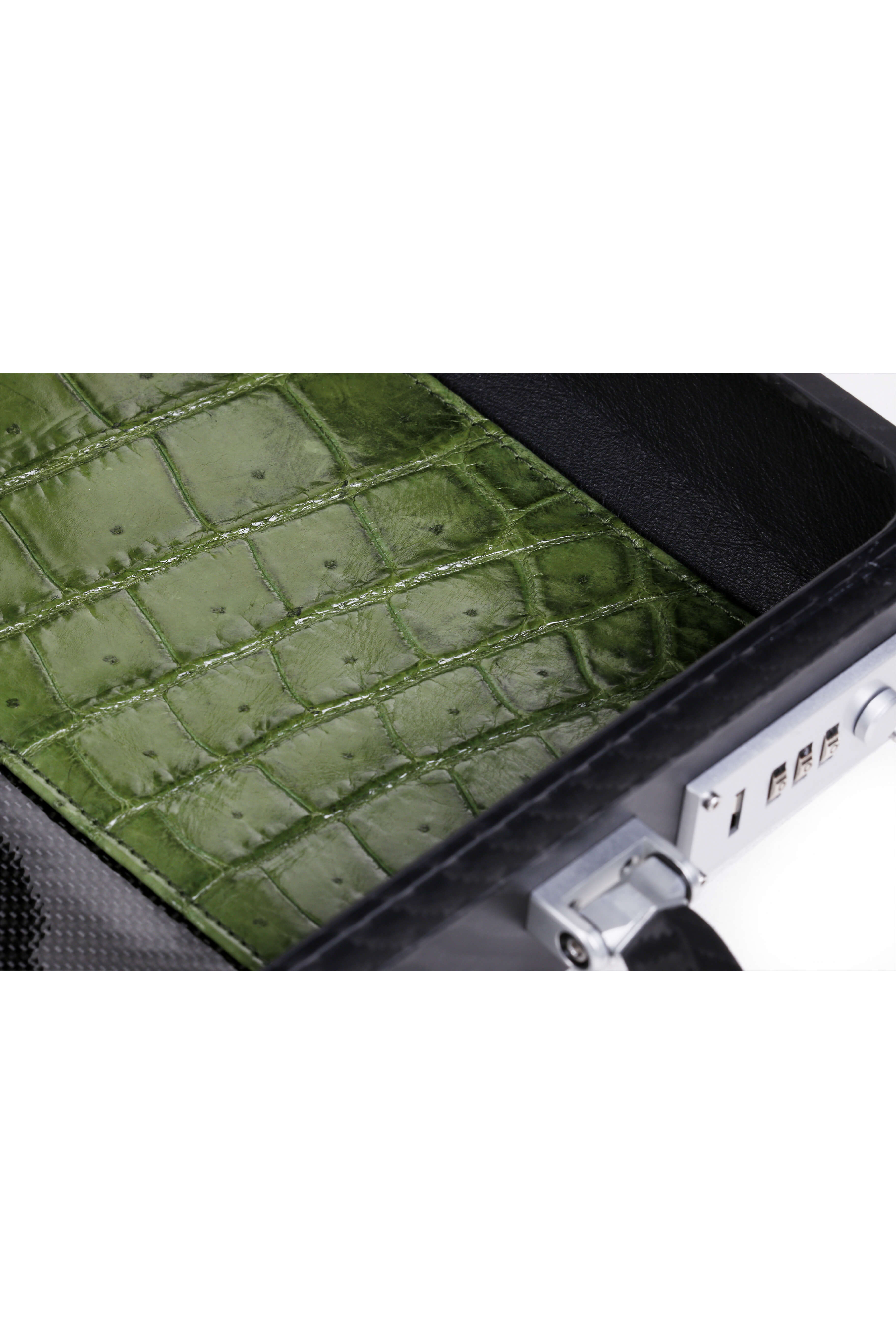 Cavok Mini Carbon Fiber Attache Case, Crocodile Green