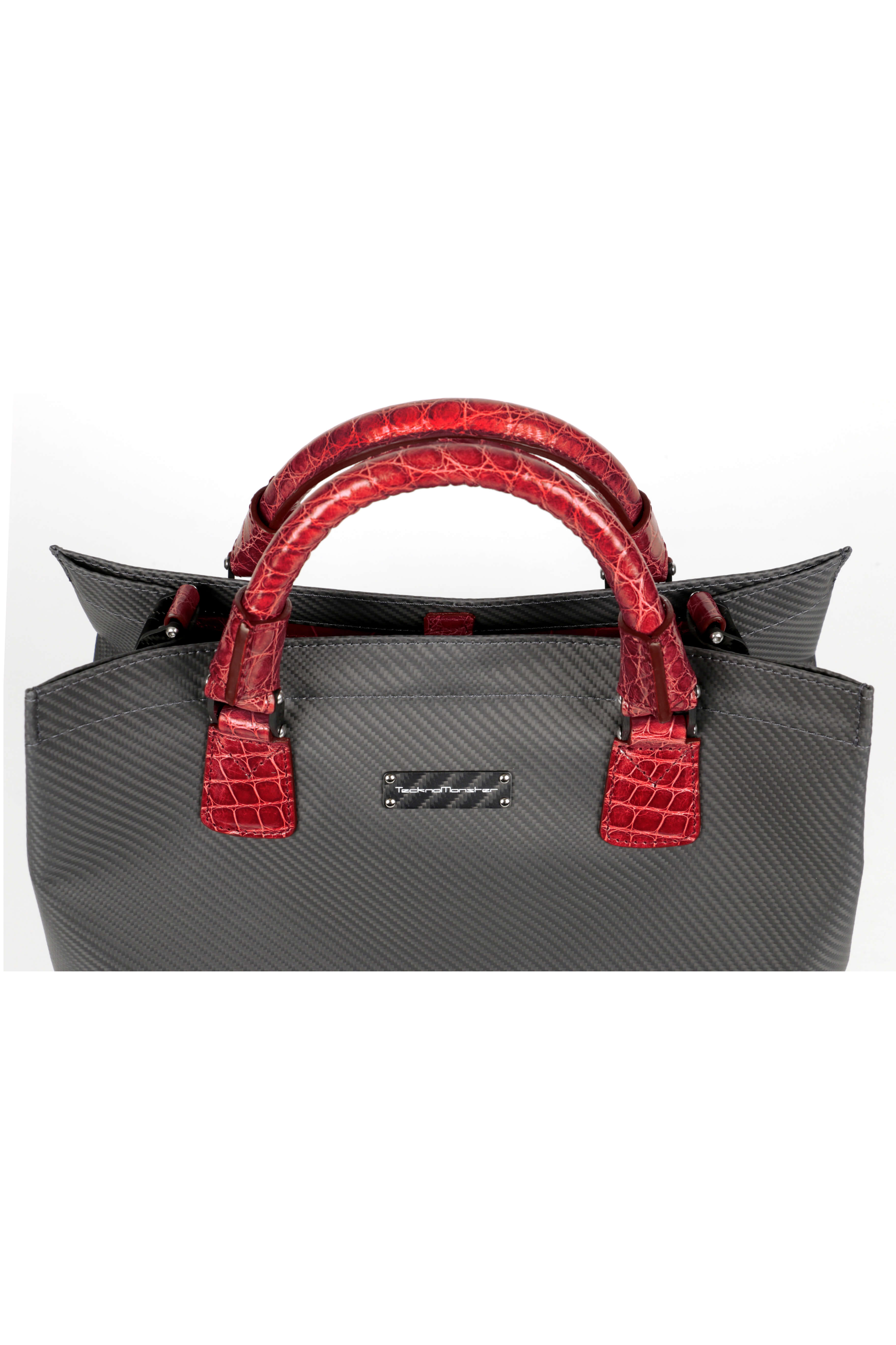 Makne V Soft Carbon Fiber Tote Bag, Crocodile Red