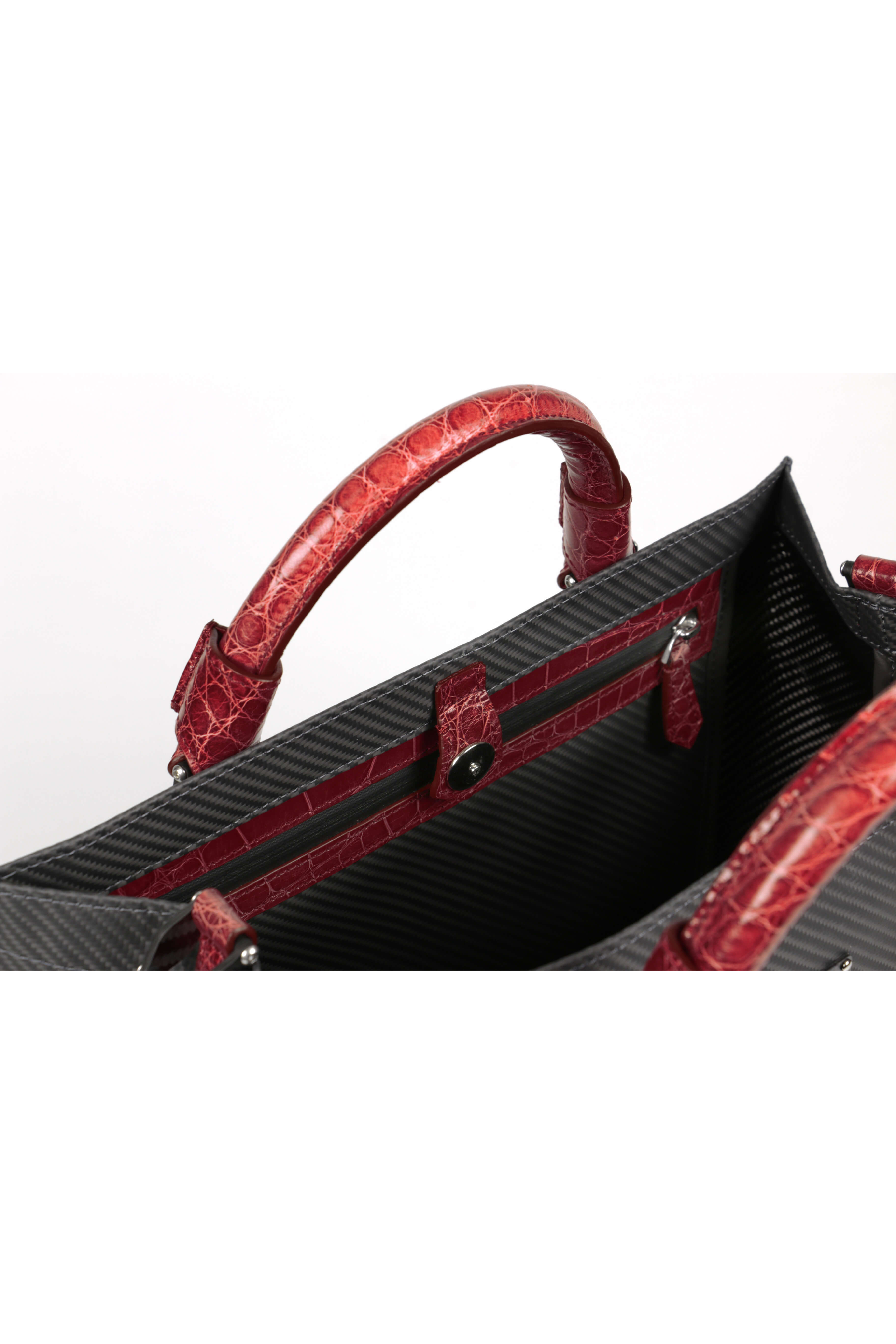 Makne V Soft Carbon Fiber Tote Bag, Crocodile Red