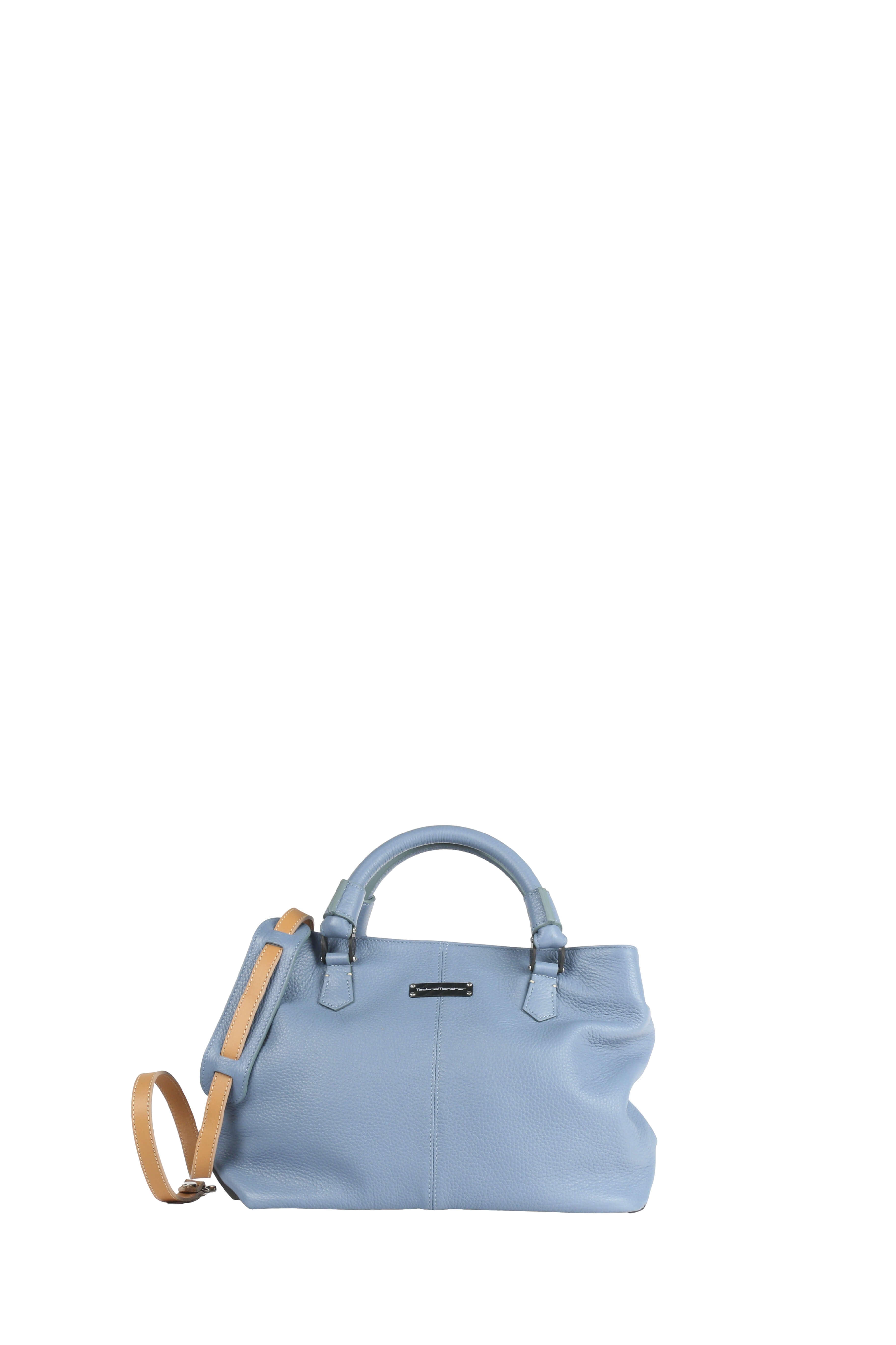 Ormeggia Deer Leather Hand Bag, Sky blue