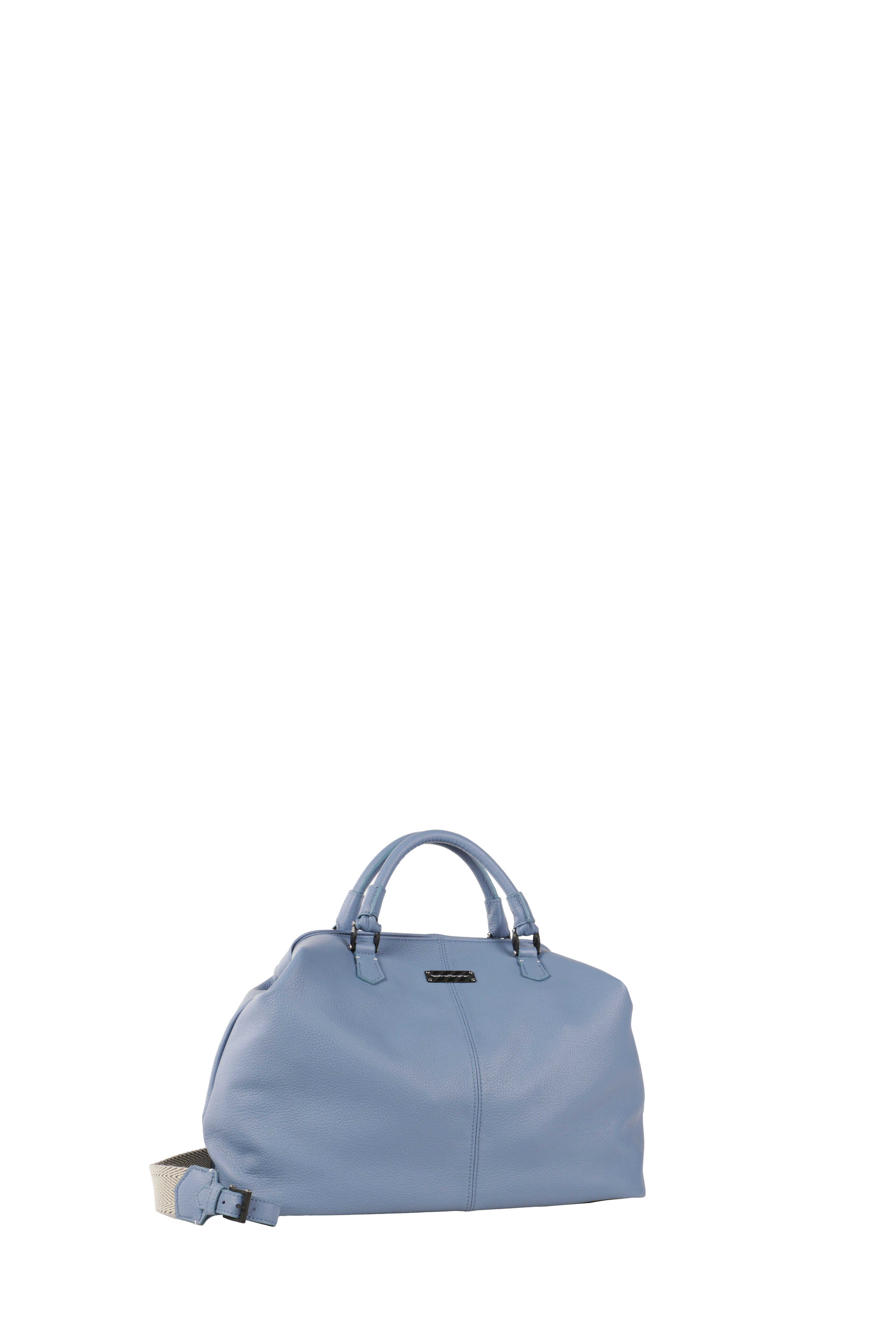 Ormeggia Deer Leather Day Bag, Sky Blue