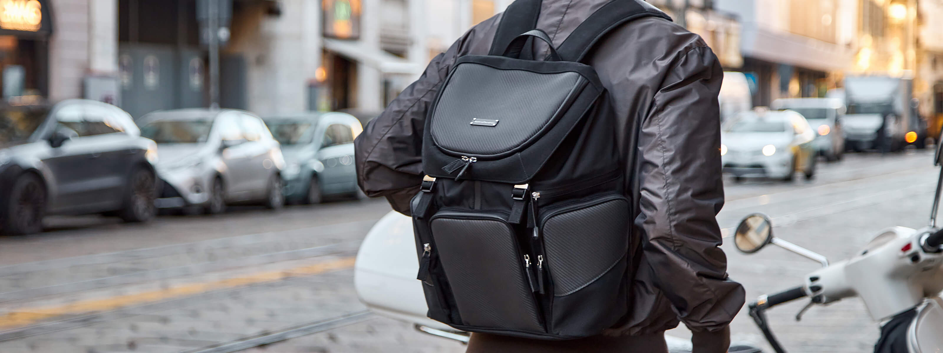 leather carbon fiber backpack tecknomonster