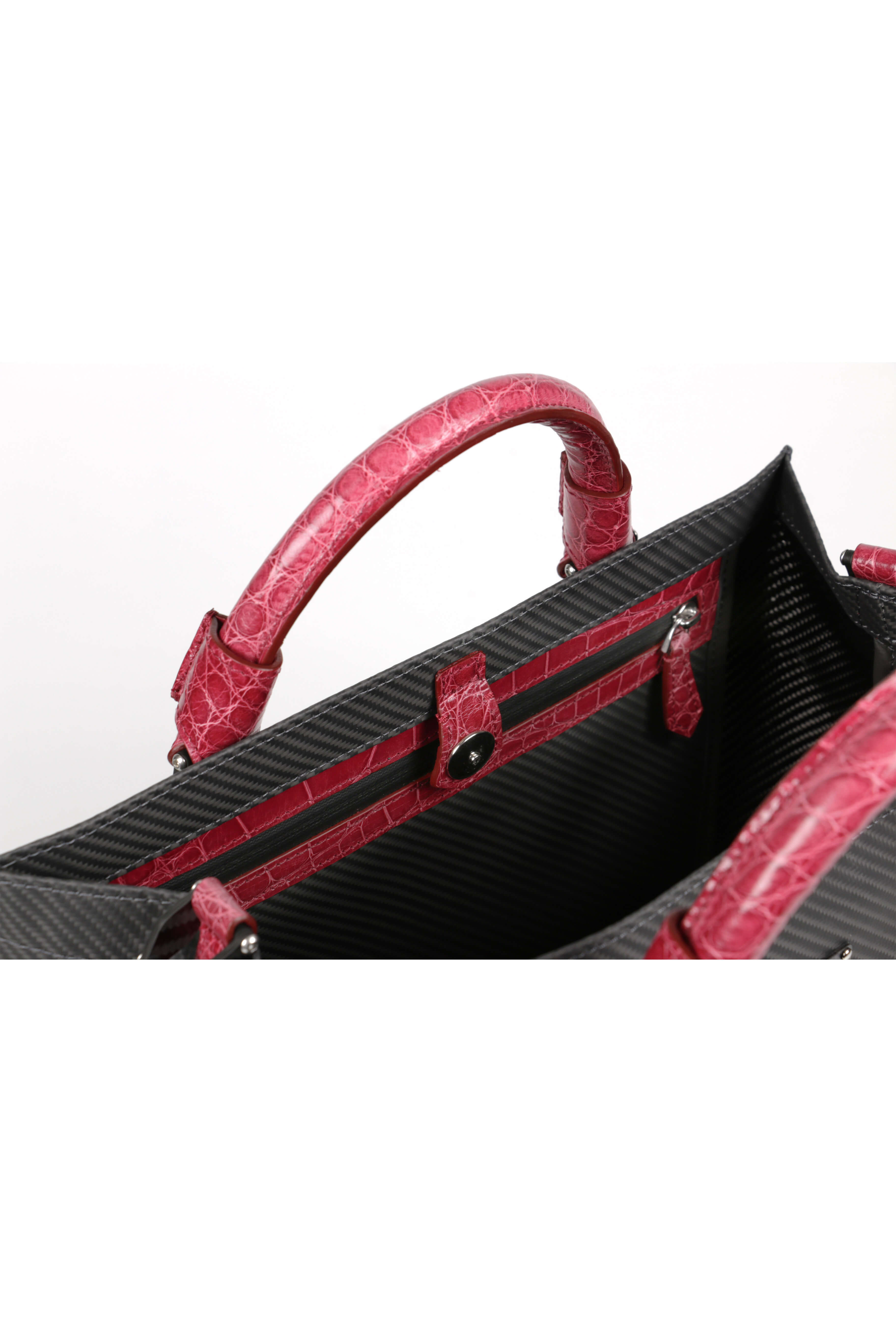 Makne V Soft Carbon Fiber Tote Bag, Crocodile Magenta