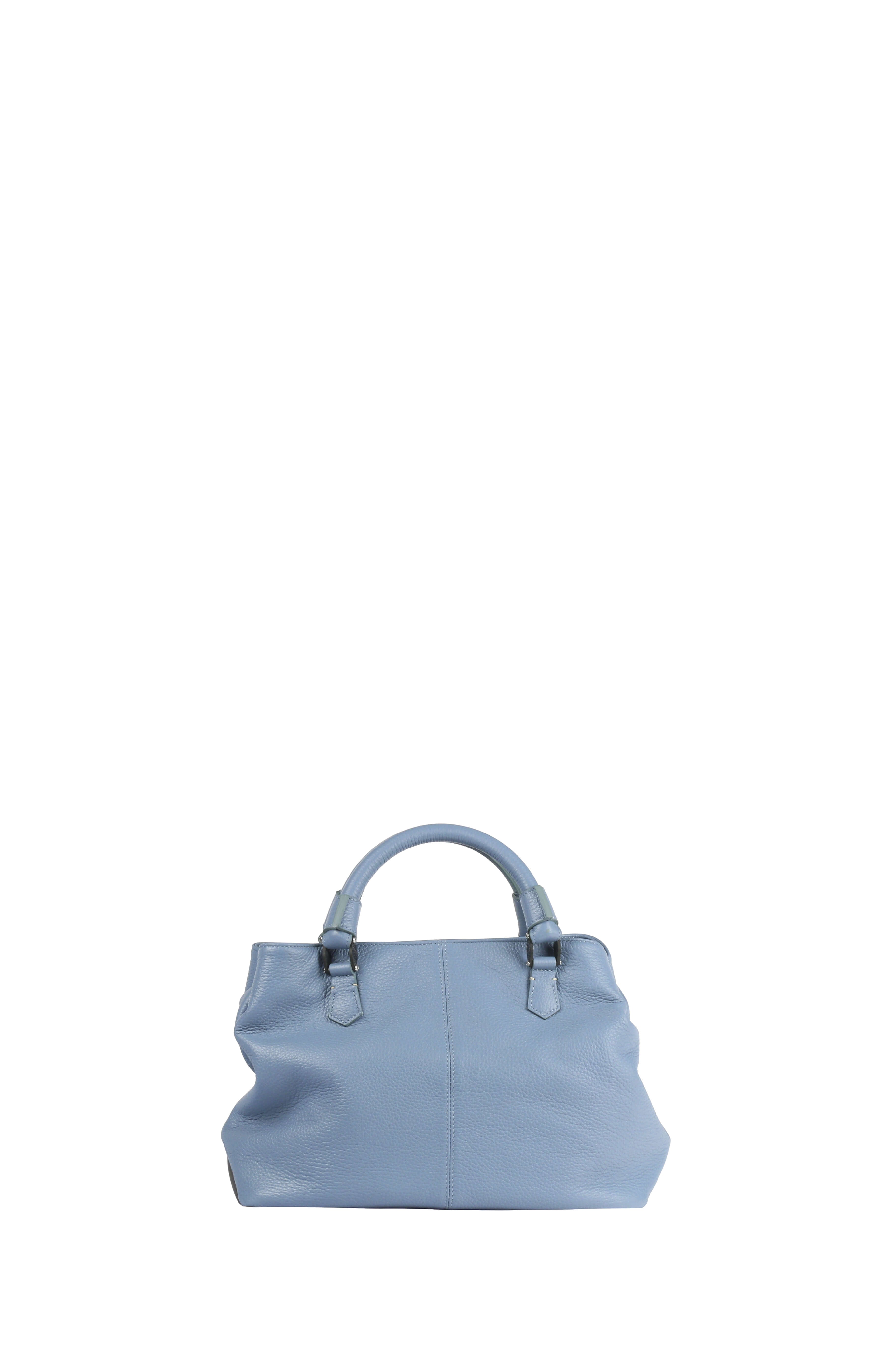 Ormeggia Deer Leather Hand Bag, Sky blue