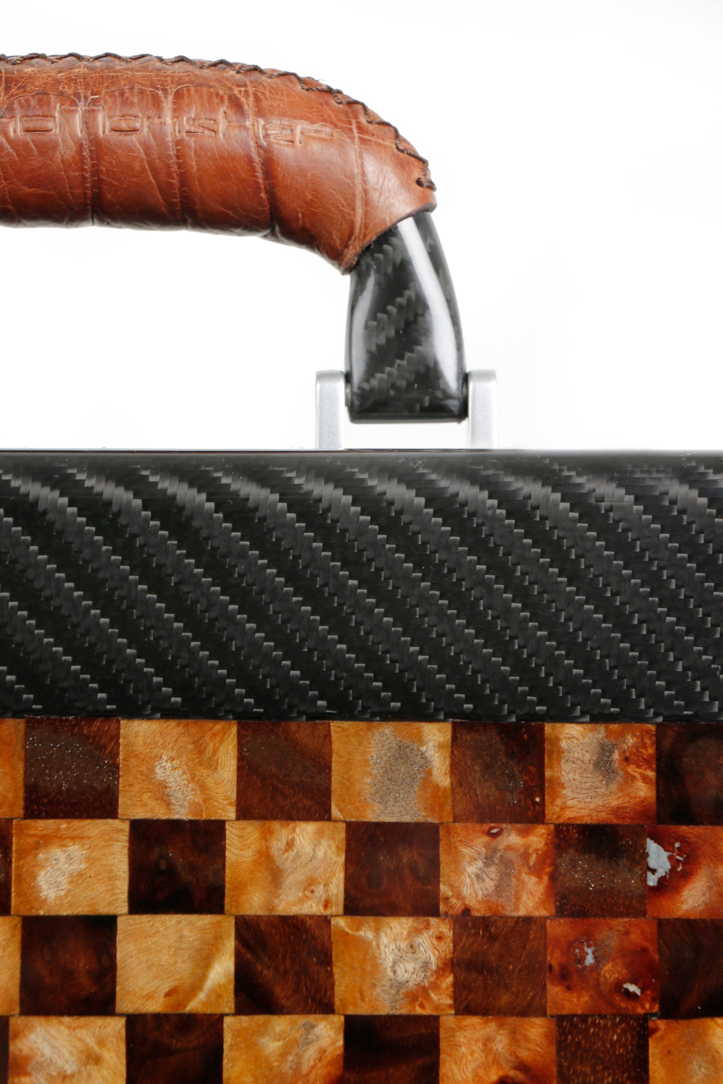 Amaya carbon fiber attache case, Crocodile Natural / Domina art