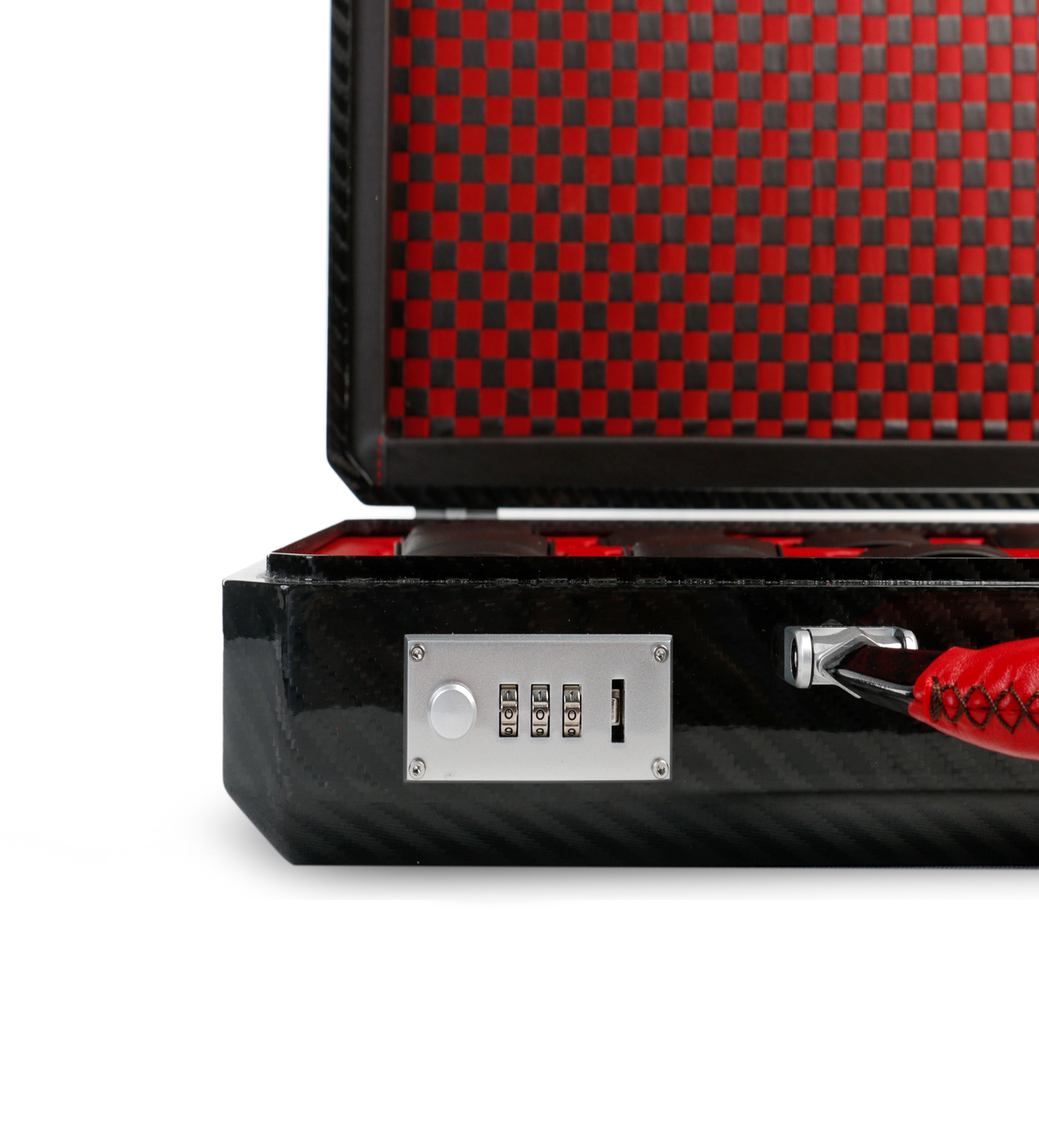 Cavok Custom-Made Carbon Fiber Watch Case, Red/Black